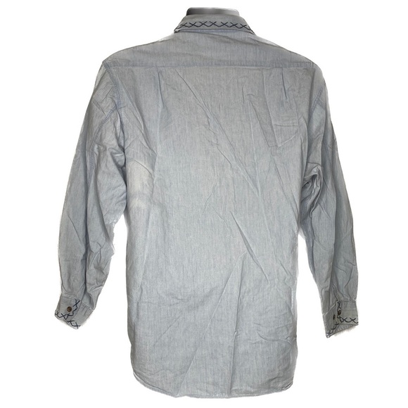 Cambridge Cultural Patch Embroidered Button Up Shirt (Size: 14, Color: Blue) - Picture 2 of 3